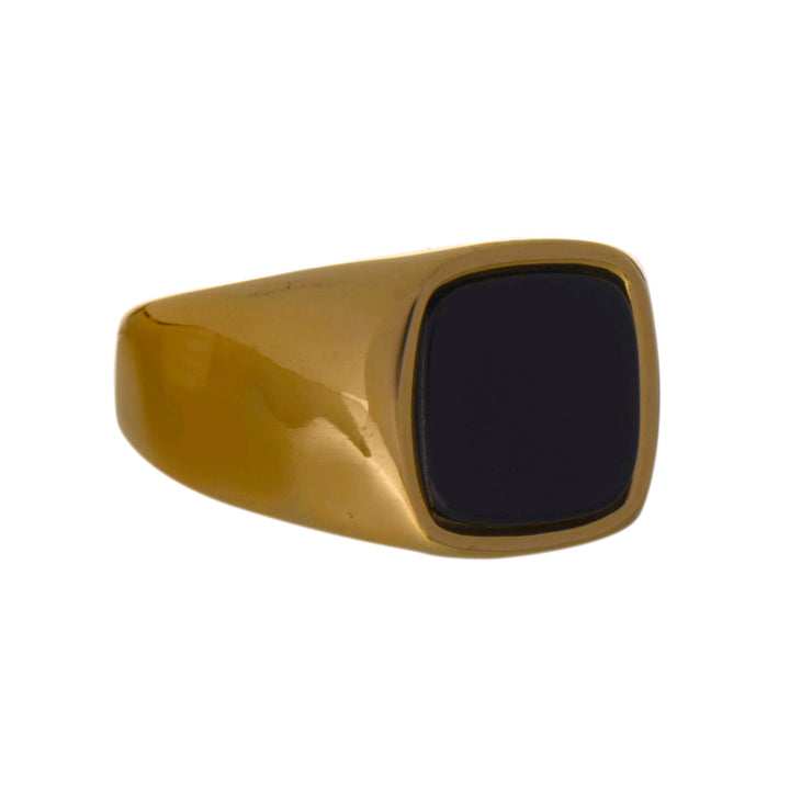 Black Stone Stem Ring (Steel 316L)