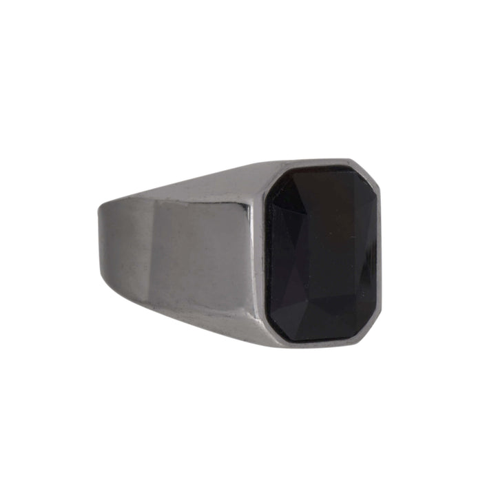 Black Stone Stem Ring (Steel 316L)