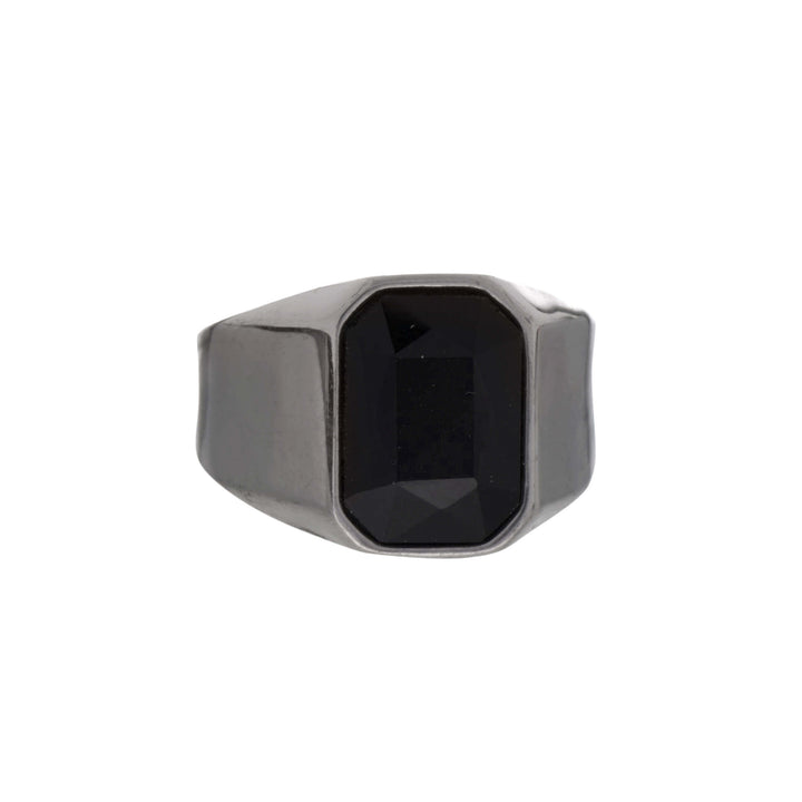 Black Stone Stem Ring (Steel 316L)