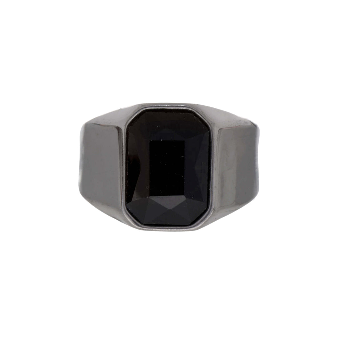 Black Stone Stem Ring (Steel 316L)