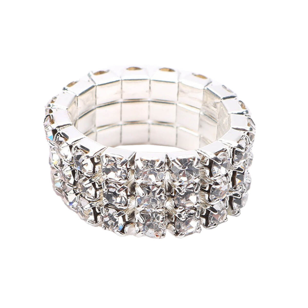 Elastisk strass ring 3 linjer