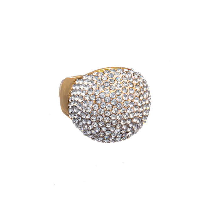 Impressive glass stone ring gold (flexible one size fits all)