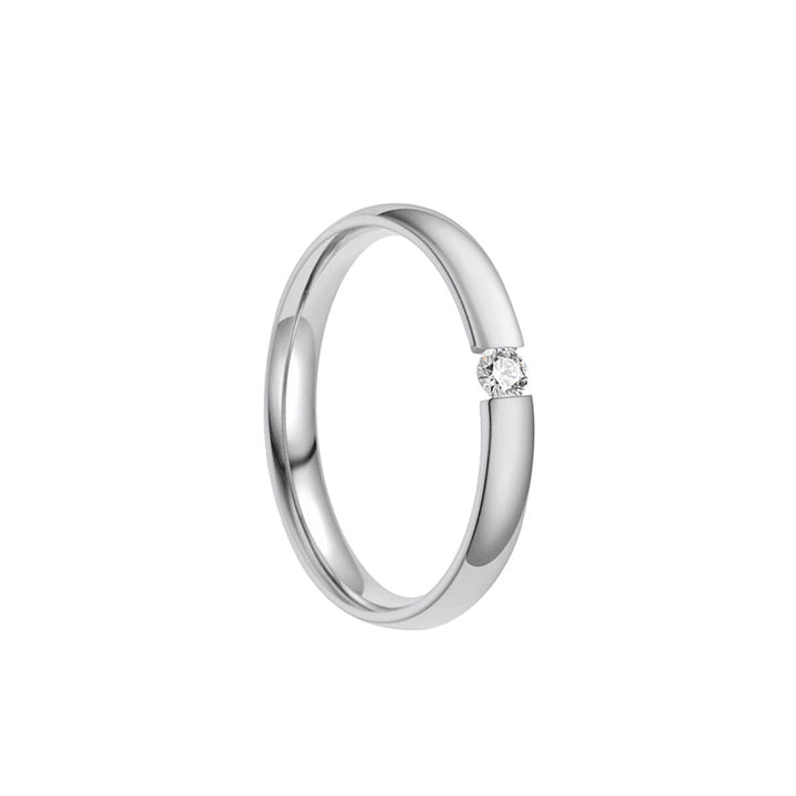 Smal ring med zirkoniasten 3mm (Stål 316L)