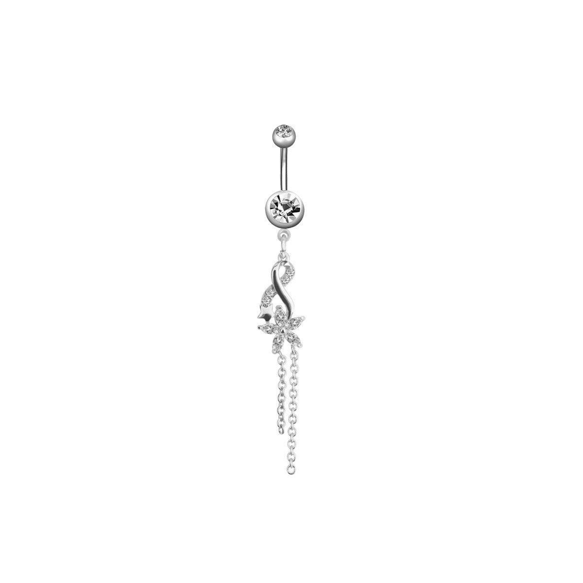 Chain Zircon Flower Pole Jewelry (Surgery Steel 316L)
