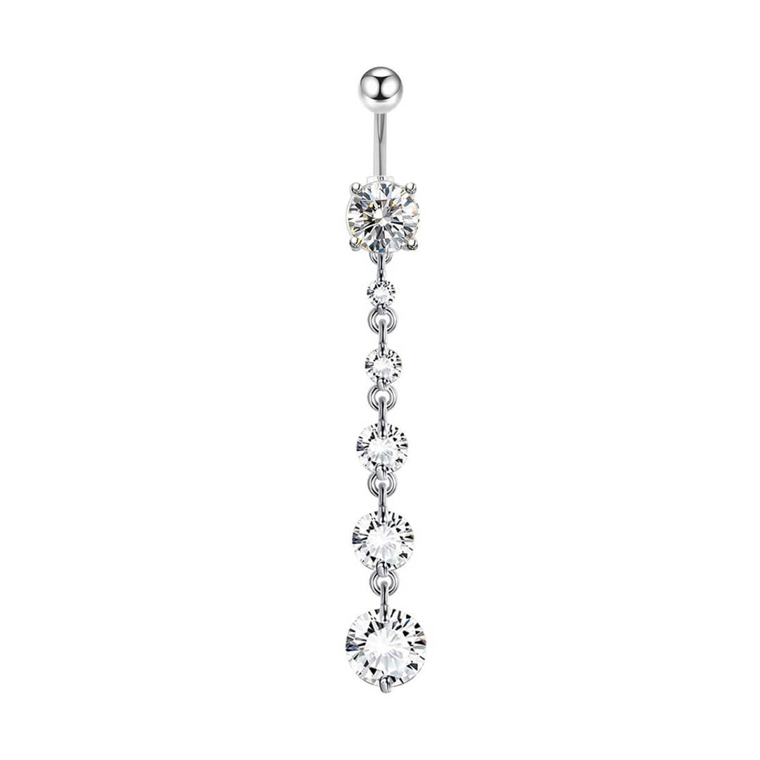 Long zirconia button earring (Steel 316L)