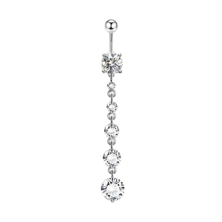 Long zirconia button earring (Steel 316L)