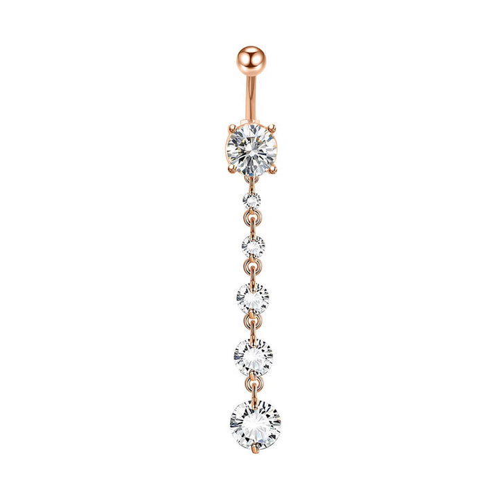 Long zirconia button earring (Steel 316L)