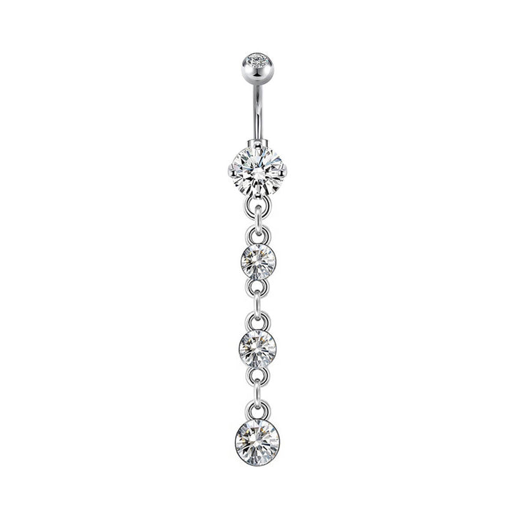 3 dangling cubic zirconia stones on a bangle (steel 316L)