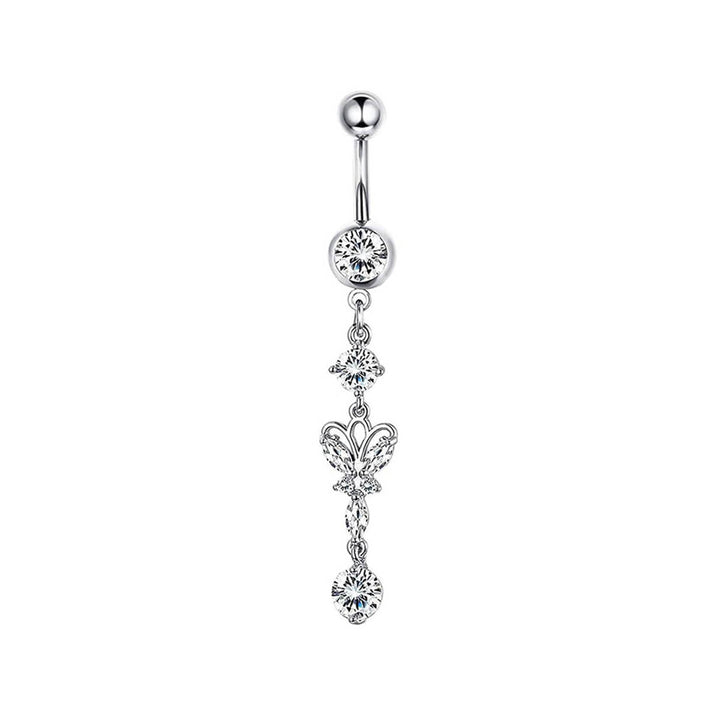 Zirconia butterfly button earring (steel 316L)