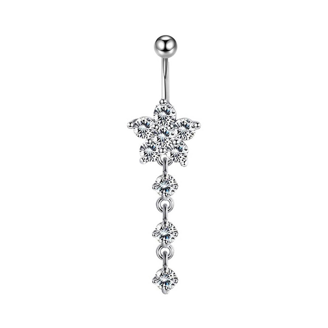 Armring med blomma i zirkonia (stål 316L)