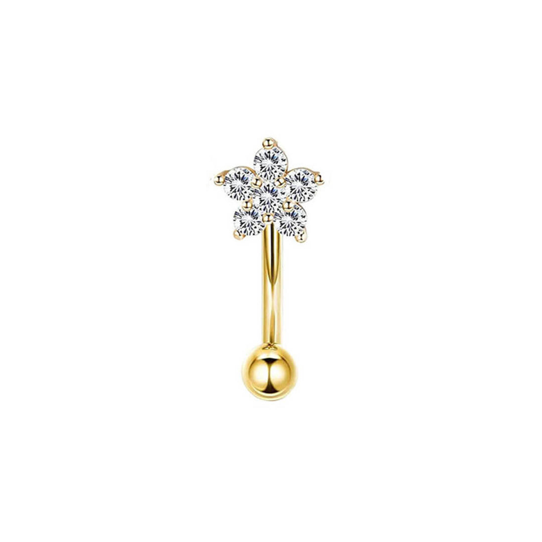 Zirconia flower earring 1.2mm x 7mm (steel 316L)