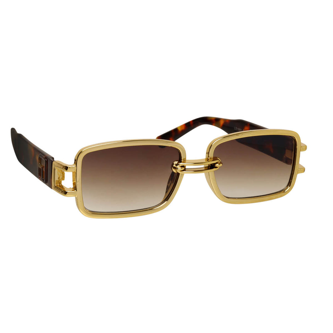 Rectangular sunglasses with metallic shine frames