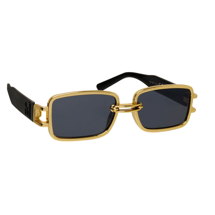 Rectangular sunglasses with metallic shine frames