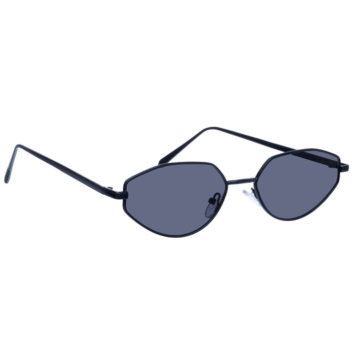 Angular oval sunglasses with metal frame