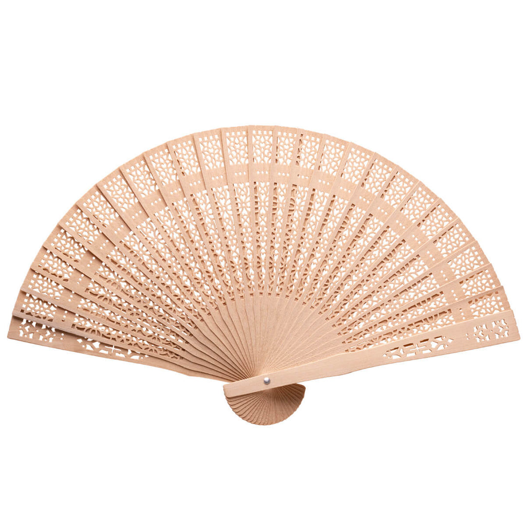 Patterned wooden fan