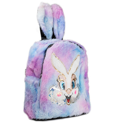Barns fluffiga kanin ryggsäck mångfärgad