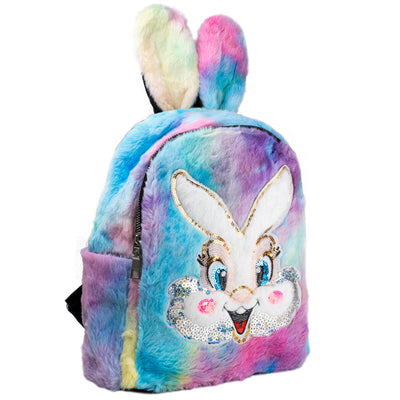 Barns fluffiga kanin ryggsäck mångfärgad