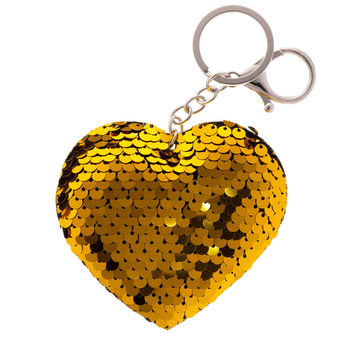 En paljett med hjärtnyckelring