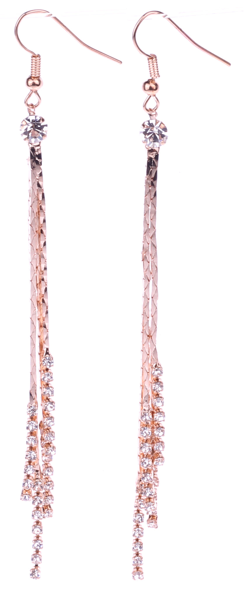 Chain earrings with rhinestones