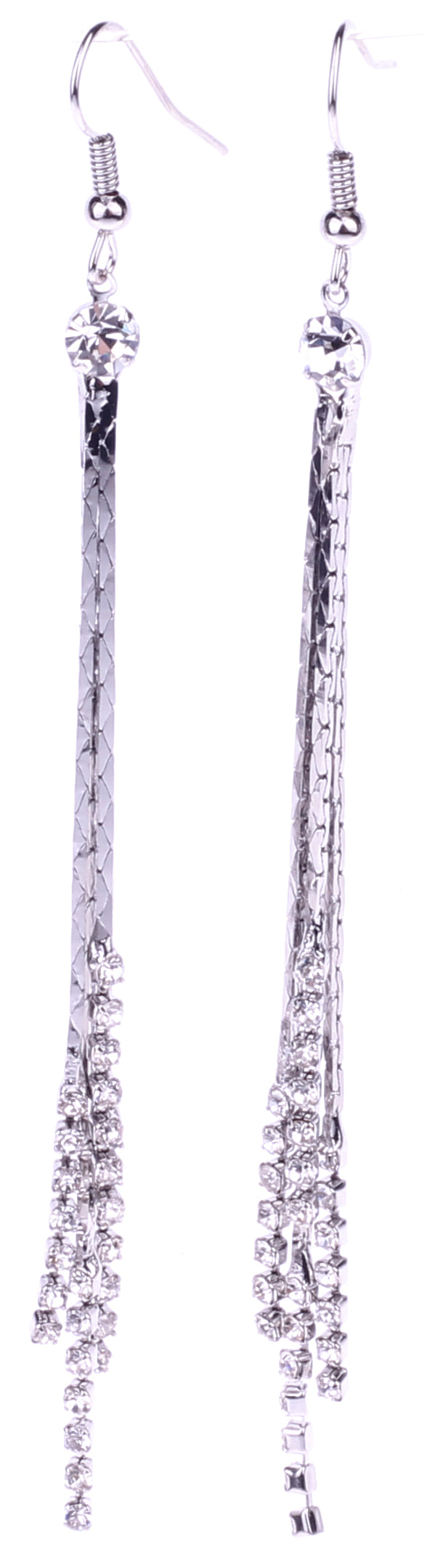 Chain earrings with rhinestones